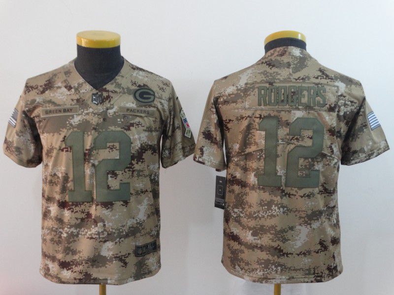 Youth Green Bay Packers #12 Roogers Nike Camo Salute to Service Limited NFL Jersey